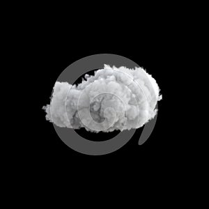 Single puffy cloud isolated on black background