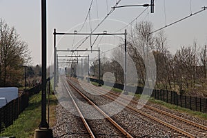 Single railroad track is splitted at station Hardinxveld Giessendam to pass trains from both directions
