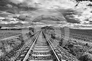 Single railway track in Rana, Czech Republic