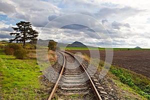 Single railway track in Rana, Czech Republic