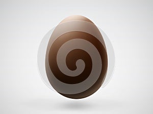 Single realistic chocolate Easter 3D egg with shadow on white background.