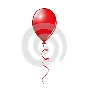 Single red balloon isolated on white background