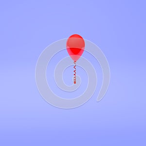 Single red balloon on a white background