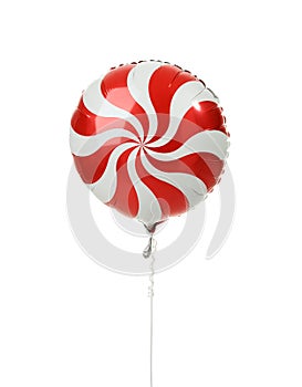 Single red big round candy lollypop balloon object for birthday isolated