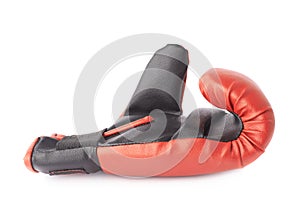 Single red and black boxing glove