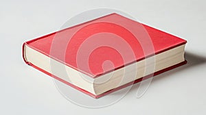 A single red book on a white surface