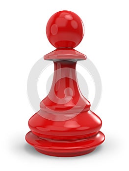 Single red classic chess pawn