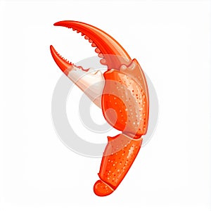 Single Red Crab Claw Illustration on White Background