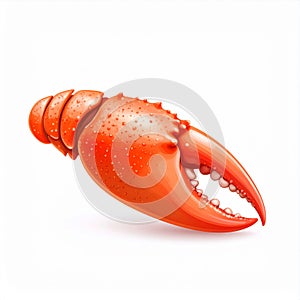 Single Red Crayfish Claw on White Background