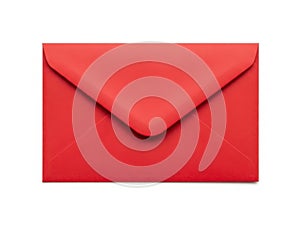 Single red envelope isolated on white background