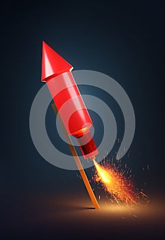 Single Red Firework Rocket