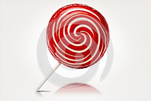A single red lollipop against a white background. Clipping Path Enabled
