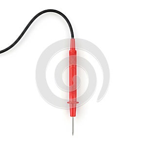Red Multimeter Test Lead on White Background