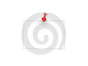 Single red pushpin securing blank note