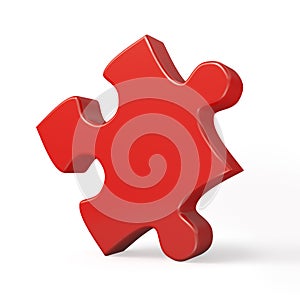Single red puzzle piece isolated