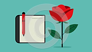 A single red rose representing the Stoic notion of finding beauty and joy in the present moment.. Vector illustration. photo