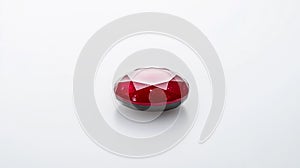 Single Red Ruby Gemstone on White Background