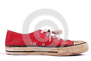 Single red sneaker