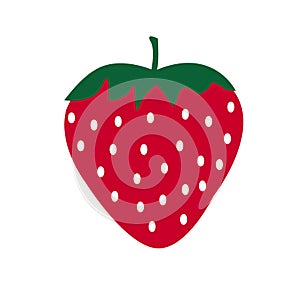 Single red strawberry isolated on a white background. Vector illustration