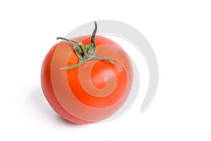 Single red tomato isolated on white