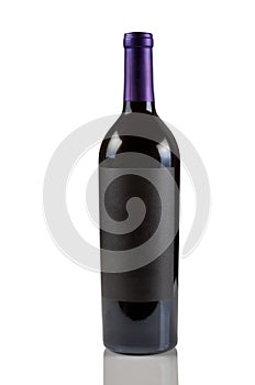 Single Red Wine Bottle on White