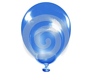 Single reflective blue balloon