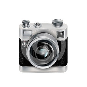 Single retro camera icon isolated