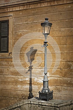 Single retro lamp post in Rome, Italy