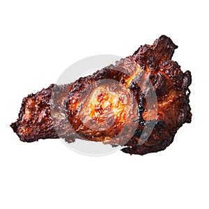 SIngle roasted chicken wing isolated on a white background