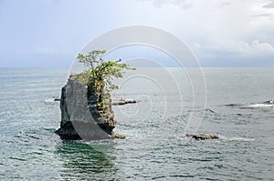 Single rock in the Caribbean Sea, Costa Rica