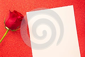 Single Rose with a Blank Page for Writing a Love Note