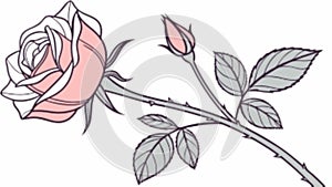 Single Rose Bloom with Stem, vector design Generative AI
