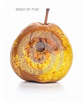 Single Rotten Pear Isolated on a White Background