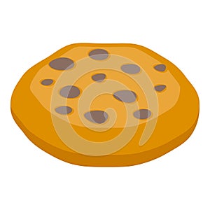 Single round chocolate chip cookie lying flat