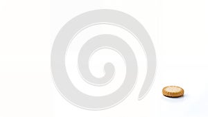 Single round cracker on white background