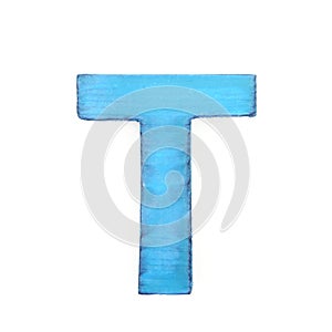 Single sawn wooden letter isolated