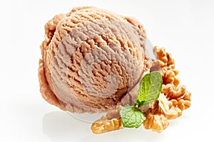 Single Scoop of Ice Cream with Walnut Pieces