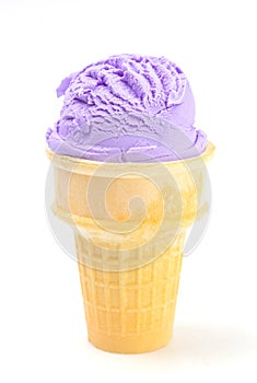 Single Scoop Purple Ice Cream in a Cone