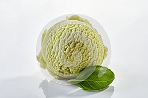 Single scoop of speciality herbal basil ice-cream