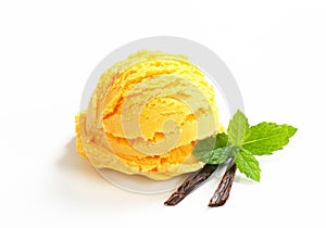 Single scoop of yellow ice cream