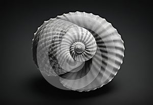 single seashell resting on a plain black background