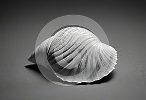 single seashell resting on a plain black background