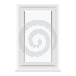 Single section window with plastic frame and handle realistic vector closed clean transparent glass