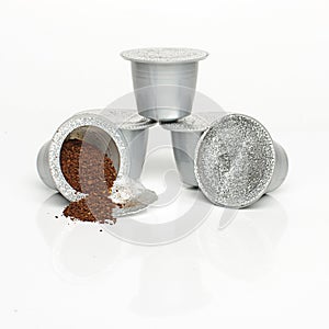 Single-serve coffee capsules isolated