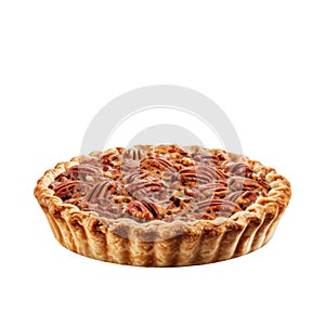 A Single Serving of Pecan Pie with a Flaky Crust