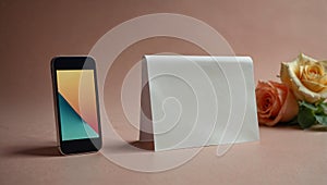 A single sheet of paper and mobile phone. Minimal abstract evolution and humanity progress concept.