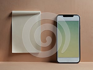 A single sheet of paper and mobile phone. Minimal abstract evolution and humanity progress concept.