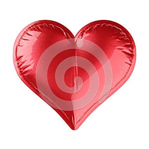 Single shiny red balloon heart isolated on white background, love, valentine`s day or romantic object template