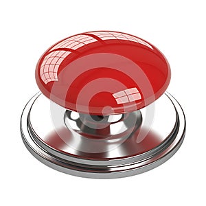 Shiny red button on transparent background AI Generated
