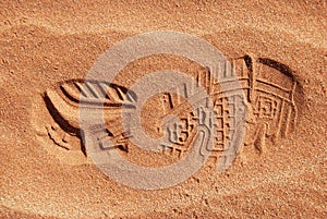 Single shoe print in sand